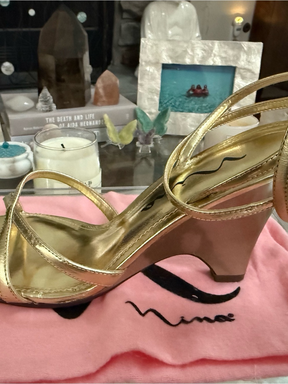 Nina Metallic Gold Strappy Heeled Sandals - Picture 2 of 6